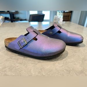 Birkenstock Boston Birko-Flor Icy Metallic Violet Womens Size 38 7M US Germany
